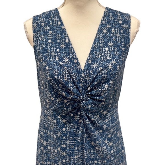Eddie Bauer Navy Floral Sleeveless Dress - Stretchy! (M) - Picture 2 of 9